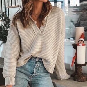 #526 NWT Free People Cream Ribbed Sweater
